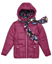 S. Rothschild Big Girls Hooded Puffer Jacket with Scarf