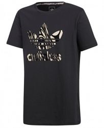 adidas Big Girls Zebra-Print Logo Cotton T-Shirt