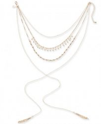 I. n. c. Rose Gold-Tone Imitation Pearl, Bead and Tassel Lariat Choker Necklace, 12" + 3" extender, Created for Macy's
