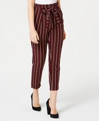 Almost Famous Juniors' Striped Cuffed Paperbag-Waist Pants