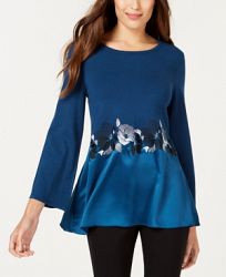 Alfani Petite Embroidered Bell-Sleeve Top, Created for Macy's