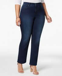 Charter Club Plus Size Lexington Tummy-Control Straight-Leg Jeans, Created for Macy's