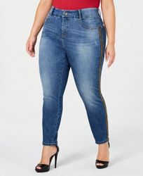 Ysj Plus Size Gold-Stripe Ankle Jeans, Created for Macy's