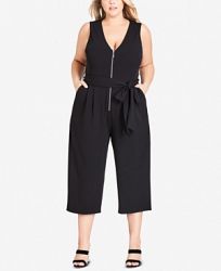 City Chic Trendy Plus Size Obi Belted Cropped Jumpsuit