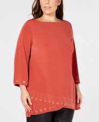 Jm Collection Plus Size Hardware-Embellished Tunic Top, Created for Macy's