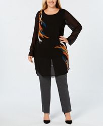 Alfani Plus Size Printed Tunic Blouse, Created for Macy's