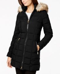 Laundry by Shelli Segal Mixed-Media Hooded Puffer Coat