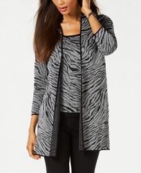 Kasper Zebra-Print Knit Jacket