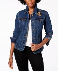Charter Club Embellished Patch Denim Jacket, Created for Macy's