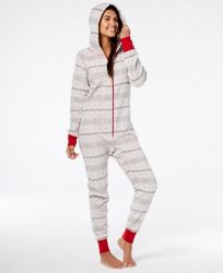 Matching Family Pajamas Women's Winter Fairisle Hooded One-Piece, Created For Macy's