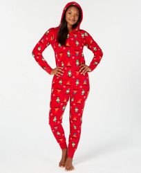 Matching Family Pajamas Women's Elf Hooded One-Piece, Created For Macy's