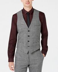 Bar Iii Men's Slim-Fit Black/White Plaid Suit Vest, Created for Macy's