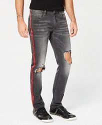 I. n. c. Men's Skinny Ripped Side Stripe Jeans, Created for Macy's
