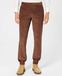 Tallia Men's Slim-Fit Brown Solid Corduroy Jogger Pants