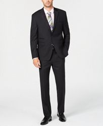 Vince Camuto Men's Slim-Fit Stretch Black Tonal Grid Wool Suit