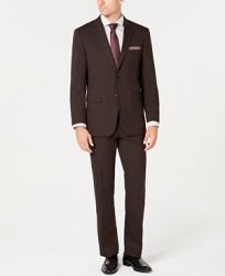 Perry Ellis Men's Slim-Fit Stretch Brown Plaid Suit