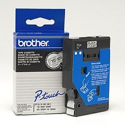 Brother TC-101 Printer on Clear 12mmx8m Laminated Tape Black TC101