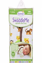 Summer Infant Swaddleme Adjustable Infant Wrap - Small-medium 7 - 14 Lbs - Jungle White