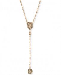 Marchesa Gold-Tone Bead & Crystal Lariat Necklace, 16" + 3" extender