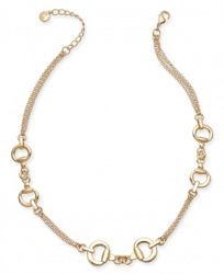 Charter Club Gold-Tone Horsebit Station Necklace, 18" + 2" extender, Created for Macy's