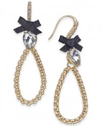 I. n. c. Gold-Tone Crystal & Bow Open Drop Earrings, Created for Macy's