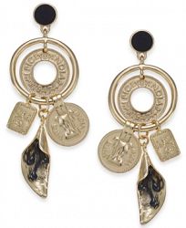 I. n. c. Gold-Tone Velvet-Covered Stone Multi-Charm Statement Earrings, Created for Macy's