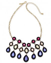 I. n. c. Gold-Tone Multi-Stone Statement Necklace, 17" + 3" extender, Created for Macy's