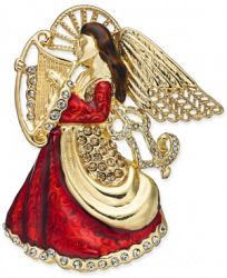 Holiday Lane Gold-Tone Crystal & Epoxy Angel Pin, Created for Macy's