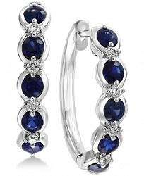 Effy Sapphire (1 1/4 Ct. t. w. ) and Diamond (1/6 Ct. t. w. ) Hoop Earrings in 14k White Gold
