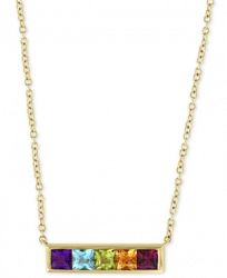 Effy Multi-Gemstone Horizontal Bar 18" Pendant Necklace (1-1/4 ct. t. w. ) in 14k Gold