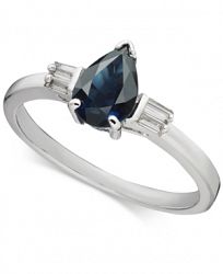 Sapphire (7/8 ct. t. w. ) & Diamond (1/8 ct. t. w. ) Statement Ring in 14k White Gold