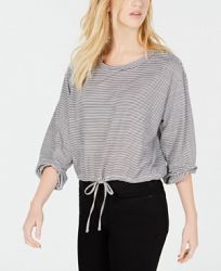 Almost Famous Juniors' Striped Drawstring Top