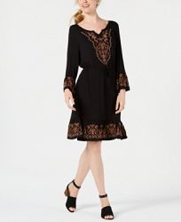 Style & Co Petite Embroidered Fit & Flare Dress, Created for Macy's