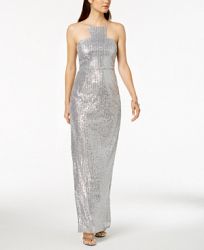 Adrianna Papell Petite Sequin Cutaway Gown