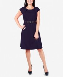Ny Collection Petite Belted Knit Dress