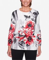 Alfred Dunner Petite Sutton Place Floral Print Sweater
