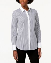 Charter Club Petite Striped Blouse, Created for Macy's