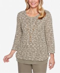 Alfred Dunner Petite Autumn in New York Layered-Look Necklace Sweater