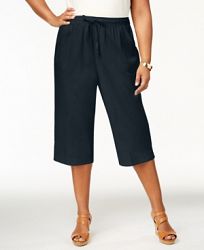 Karen Scott Plus Size Cotton Drawstring Capri Pants, Created for Macy's