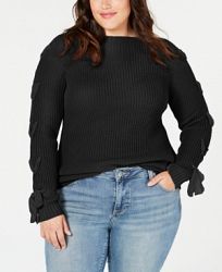 Say What? Trendy Plus Size Lace-Up Sweater