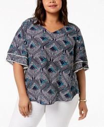 Ny Collection Plus Size Ruffled-Sleeve Top