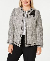 Kasper Plus Size Embellished Tweed Blazer