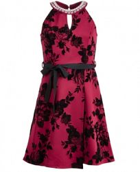 Monteau Big Girls Embellished-Neck Halter Dress