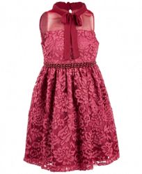 Bonnie Jean Little Girls Illusion Neck Lace Dress