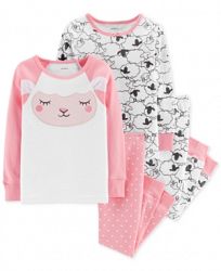 Carter's Baby Girls 4-Pc. Cotton Snug-Fit Sheep Pajamas Set