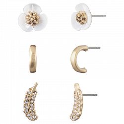 Lonna & Lilly Flower Trio Earring Set - Gold Tone