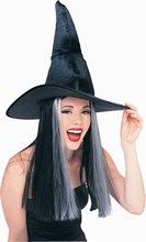 Black Velour Crooked Witch Hat