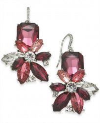 Charter Club Silver-Tone Crystal & Stone Flower Drop Earrings, Created for Macy's