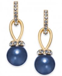 Charter Club Gold-Tone Crystal & Colored Imitation Pearl Drop Earrings, Created for Macy's