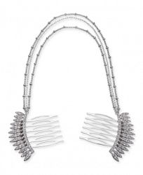 I. n. c. Silver-Tone Crystal Comb Triple-Layer Drape Hair Clip, Created for Macy's